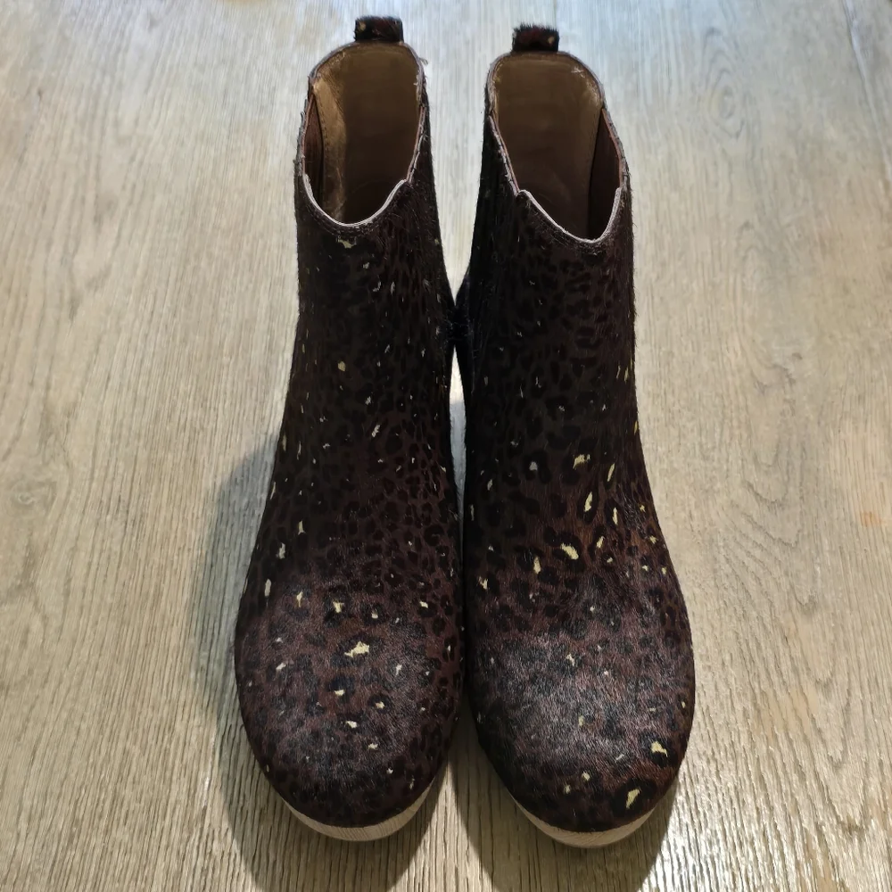 Madewell The Clog Boot sz 8 Painted Leopard Calf Hair Ankle Bootie Womens NEW